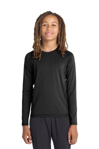 Youth Long Sleeve Rashguard Tee - Sport-Tek YST470LS, ready for custom embroidery or printing