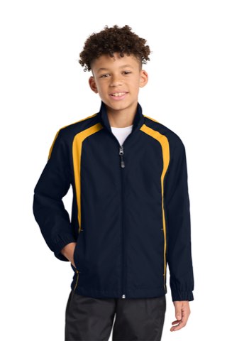 Youth Colorblock Raglan Jacket - Sport-Tek YST60, ready for custom embroidery or printing