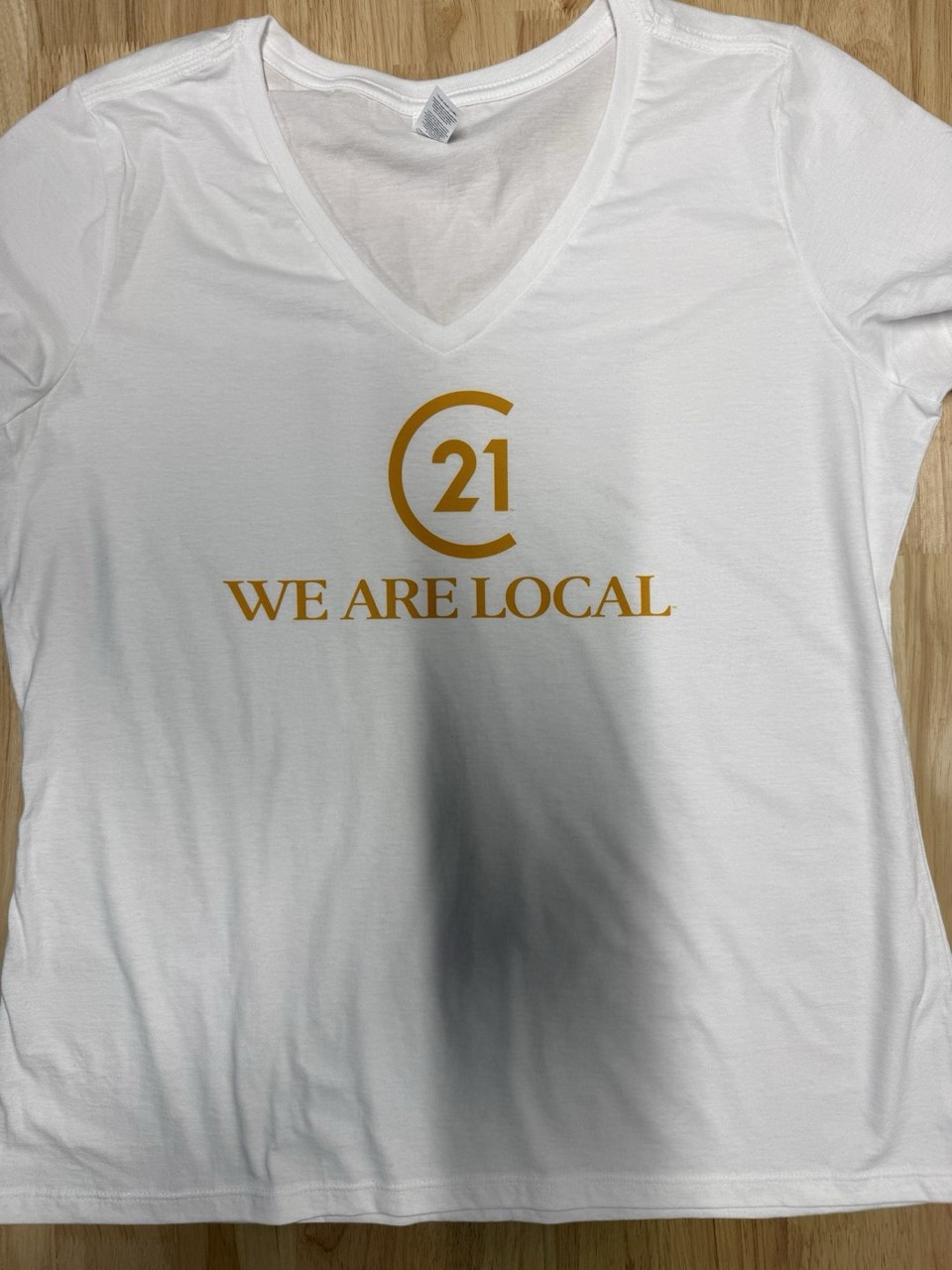 V-neck logo tee by Meadow Prints & Embroidery, serving Middletown, NJ