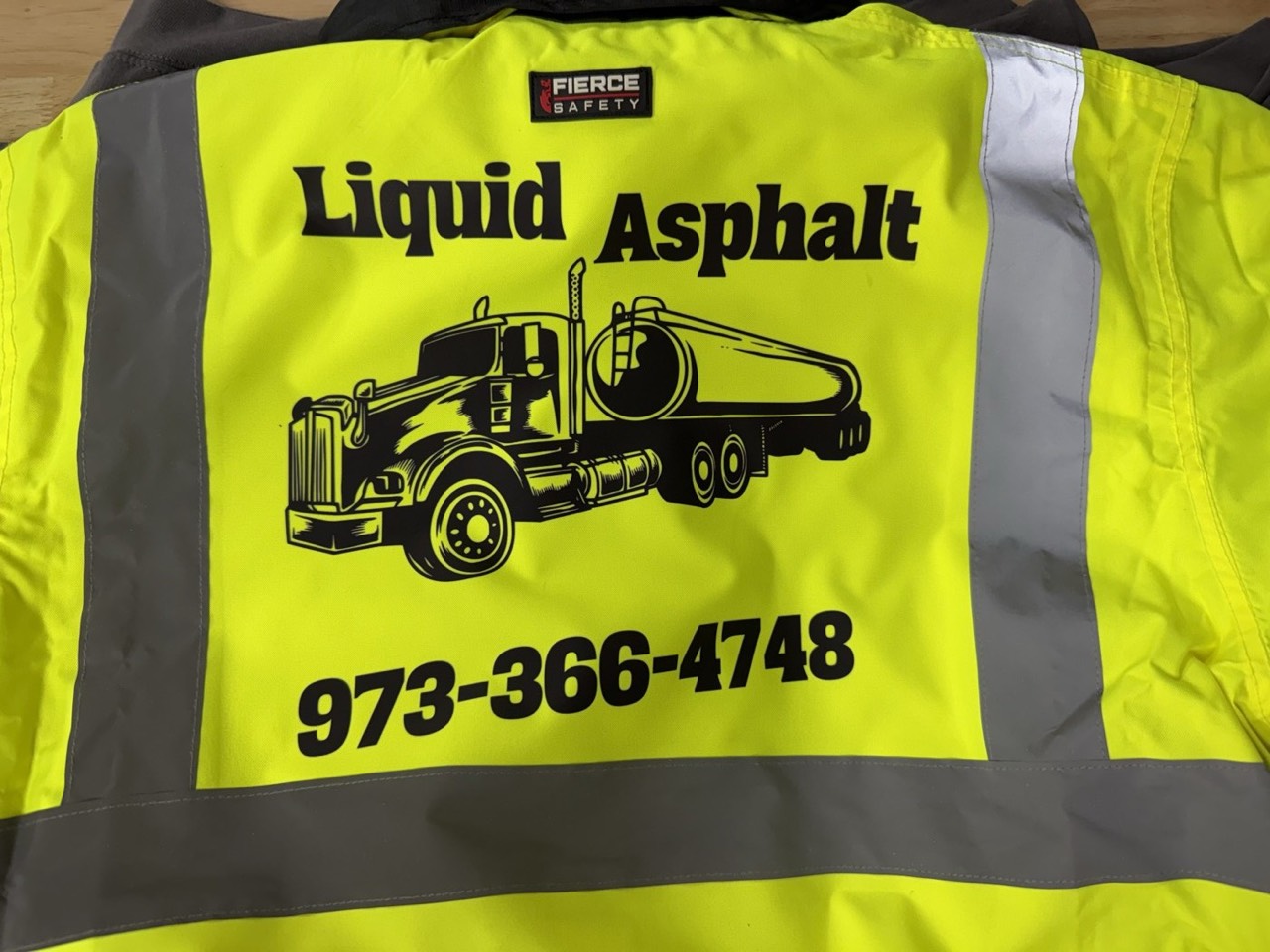 Printed hi-vis jacket by Meadow Prints & Embroidery, serving Spring Lake, NJ