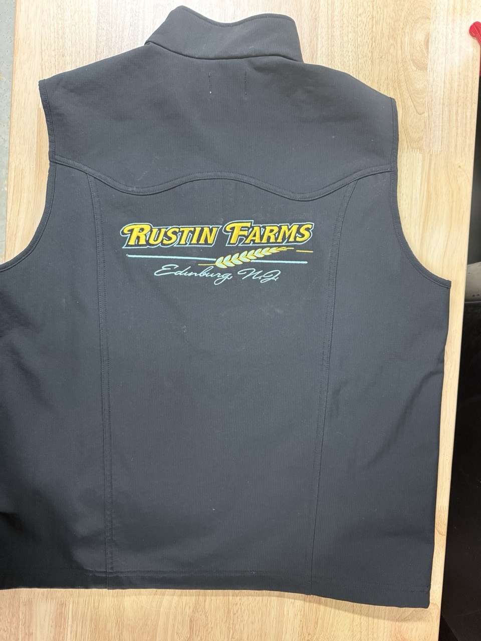 Vest back embroidery by Meadow Prints & Embroidery, serving Marlboro, NJ